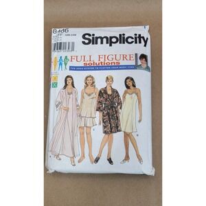 Simplicity 8486 Sewing Pattern Plus Size Robe Nightgown Cami Tap Pants 18W-24W